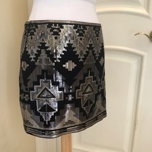 Express Aztec sequin mini skirt